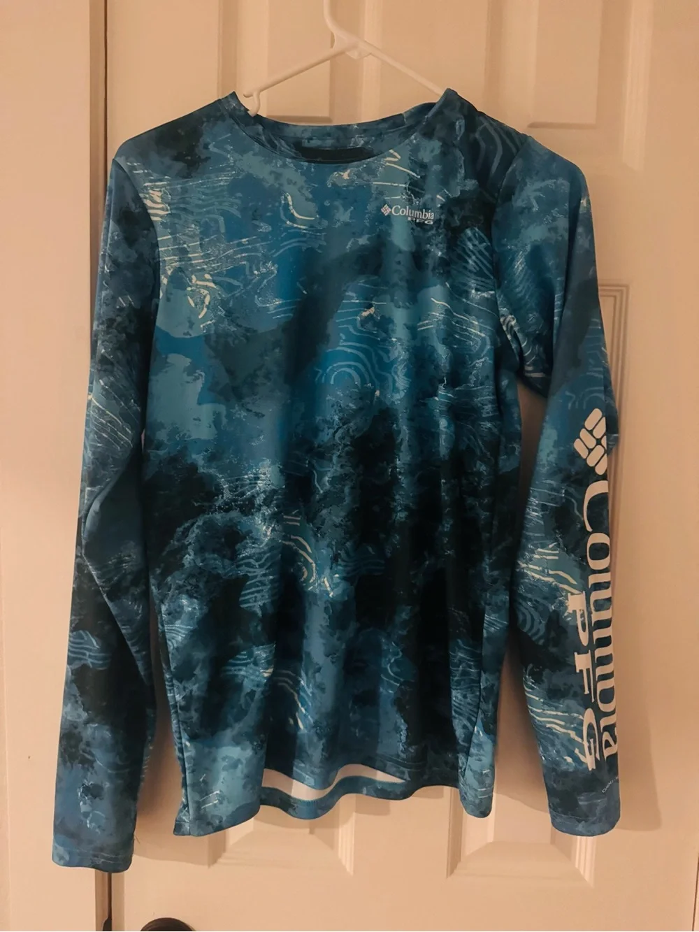 Columbia Kids Blue Aqua Tie-Dye Rashguard